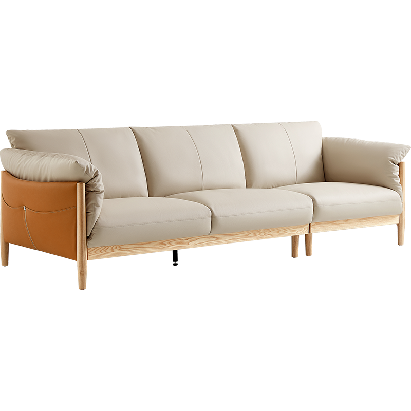 Breeze Leather Wood Sofa