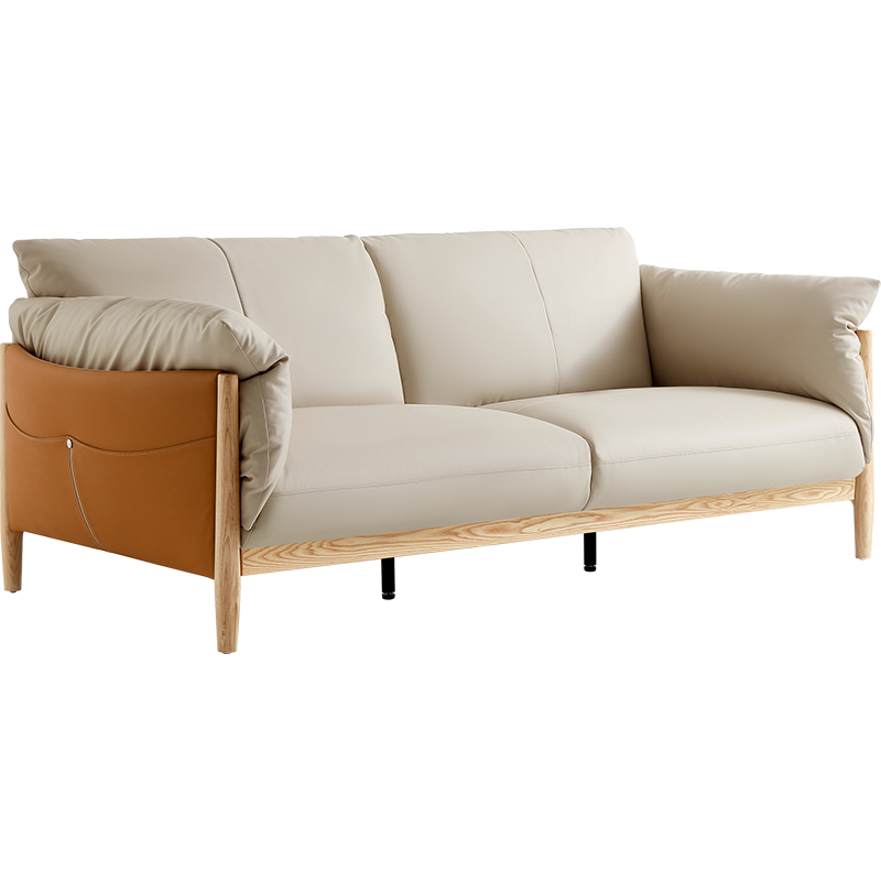 Breeze Leather Wood Sofa