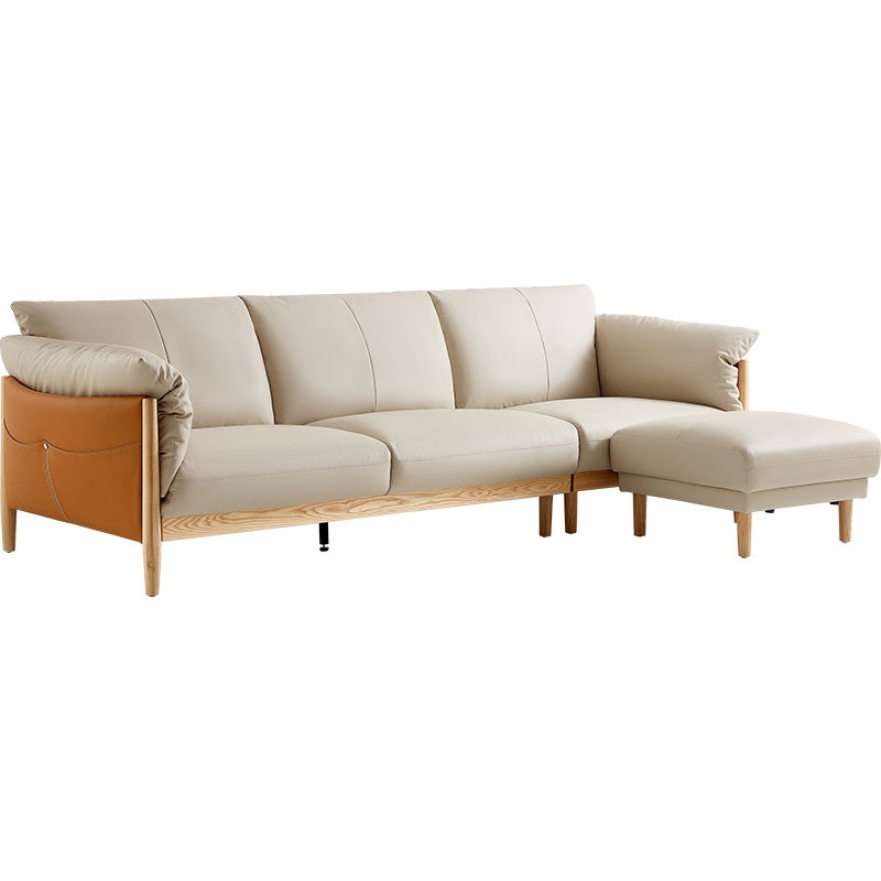 Breeze Leather Wood Sofa