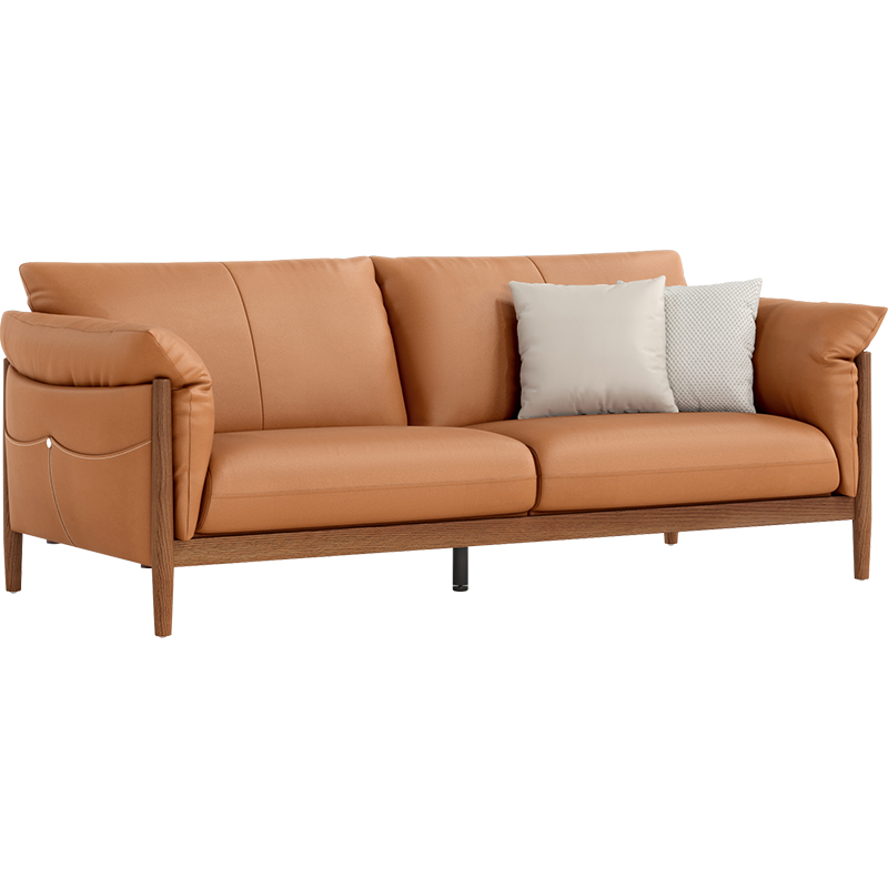 Breeze Leather Wood Sofa