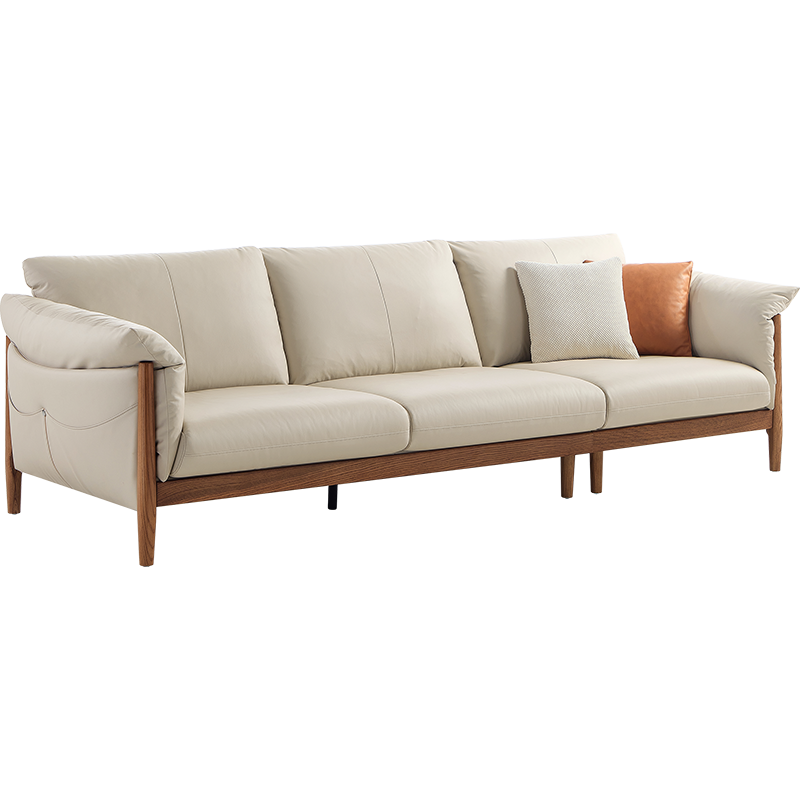 Breeze Leather Wood Sofa