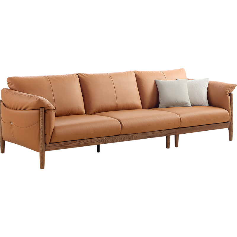 Breeze Leather Wood Sofa