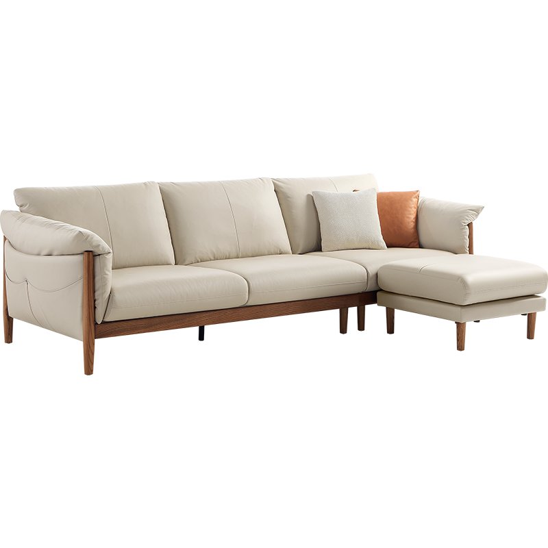 Breeze Leather Wood Sofa