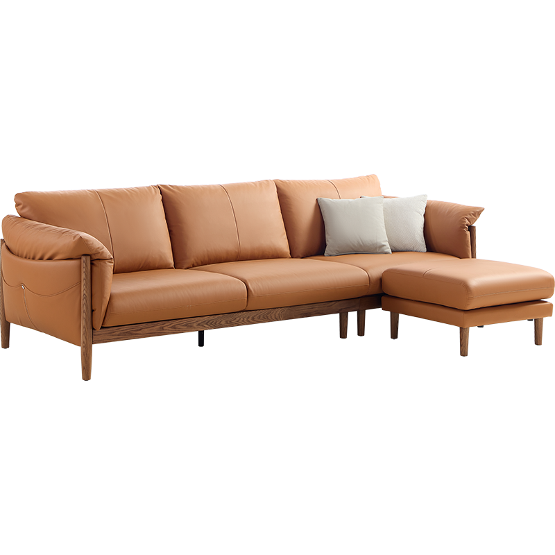 Breeze Leather Wood Sofa