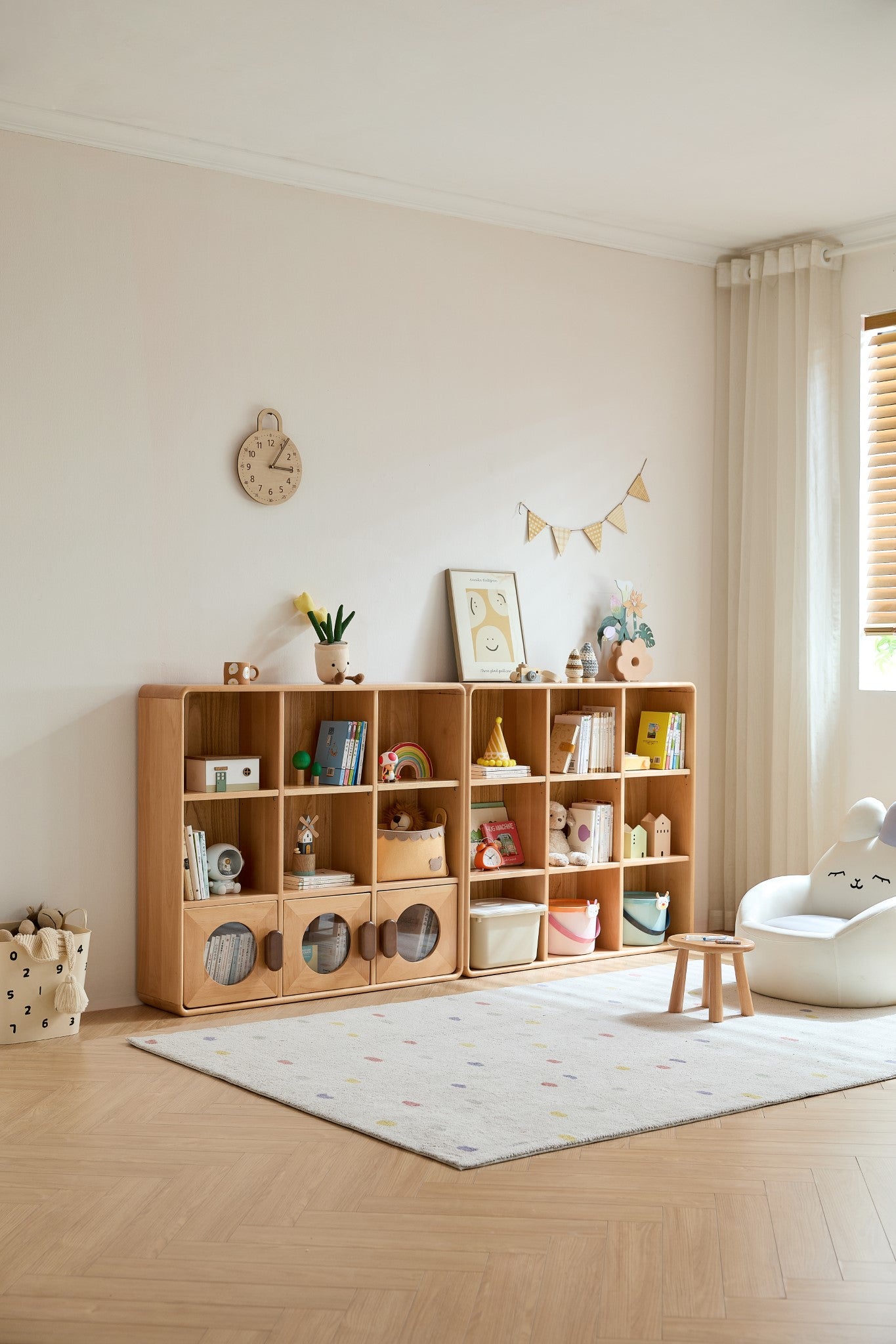 Mori 9 Grid Kids Bookcase (with Doors)