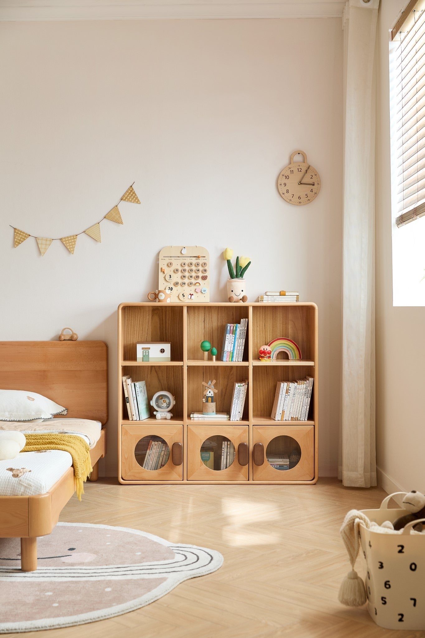 Mori 9 Grid Kids Bookcase (with Doors)